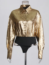 Combinaison à manches longues et col polo Chemise dorée